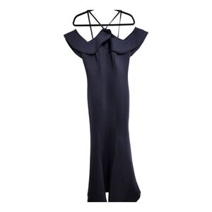 La Femme Garnet Navy Off-Shoulder Prom Dress SKU E01